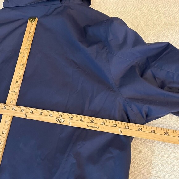 Vintage Camel Cigarette Jacket Mens L Blue Flannel Lined Full Zip Snap Coat Hood - Picture 16 of 16